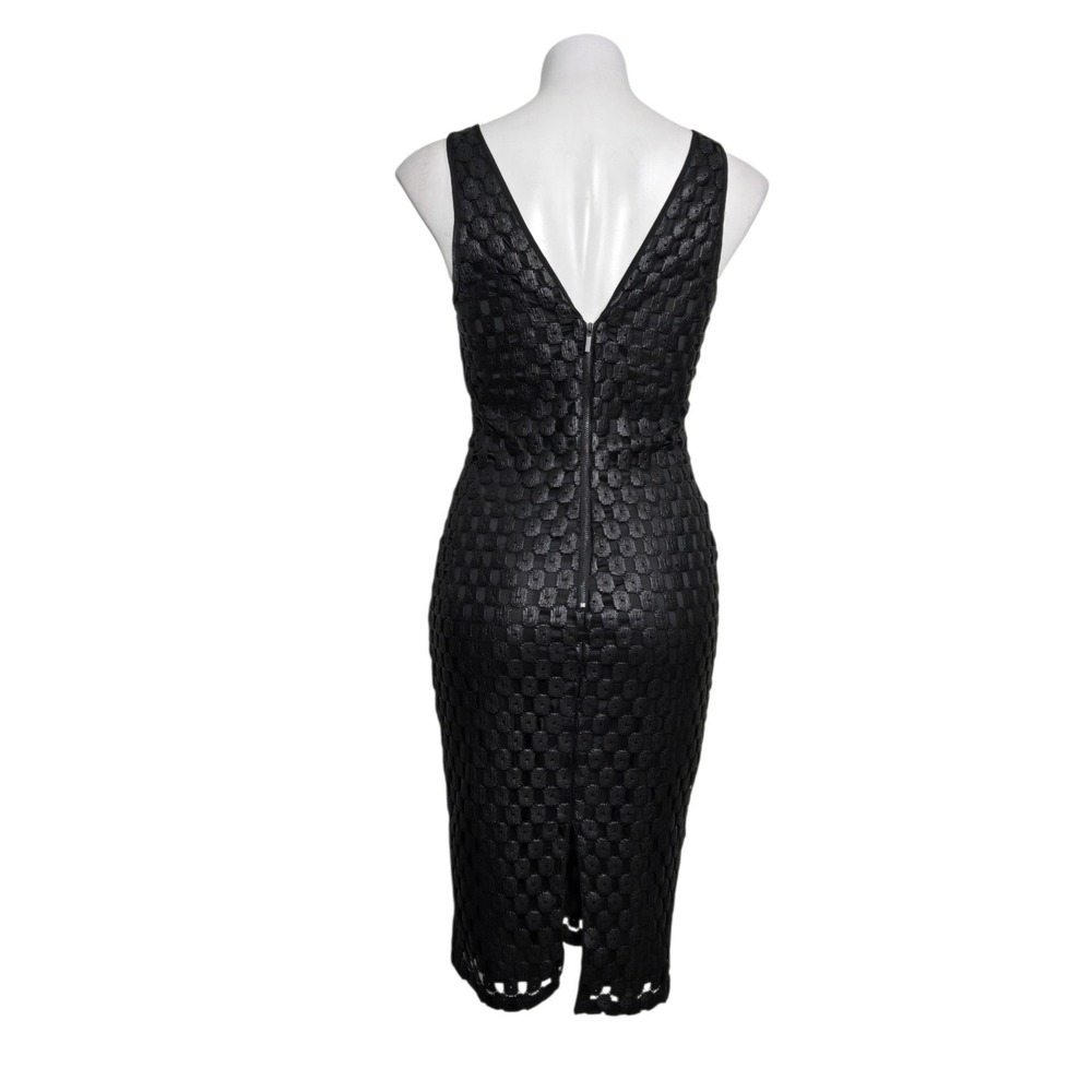 Elizabeth and James dress 6 Black Geometric V-Neck Sheath Midi stretch bodycon - Picture 2 of 5